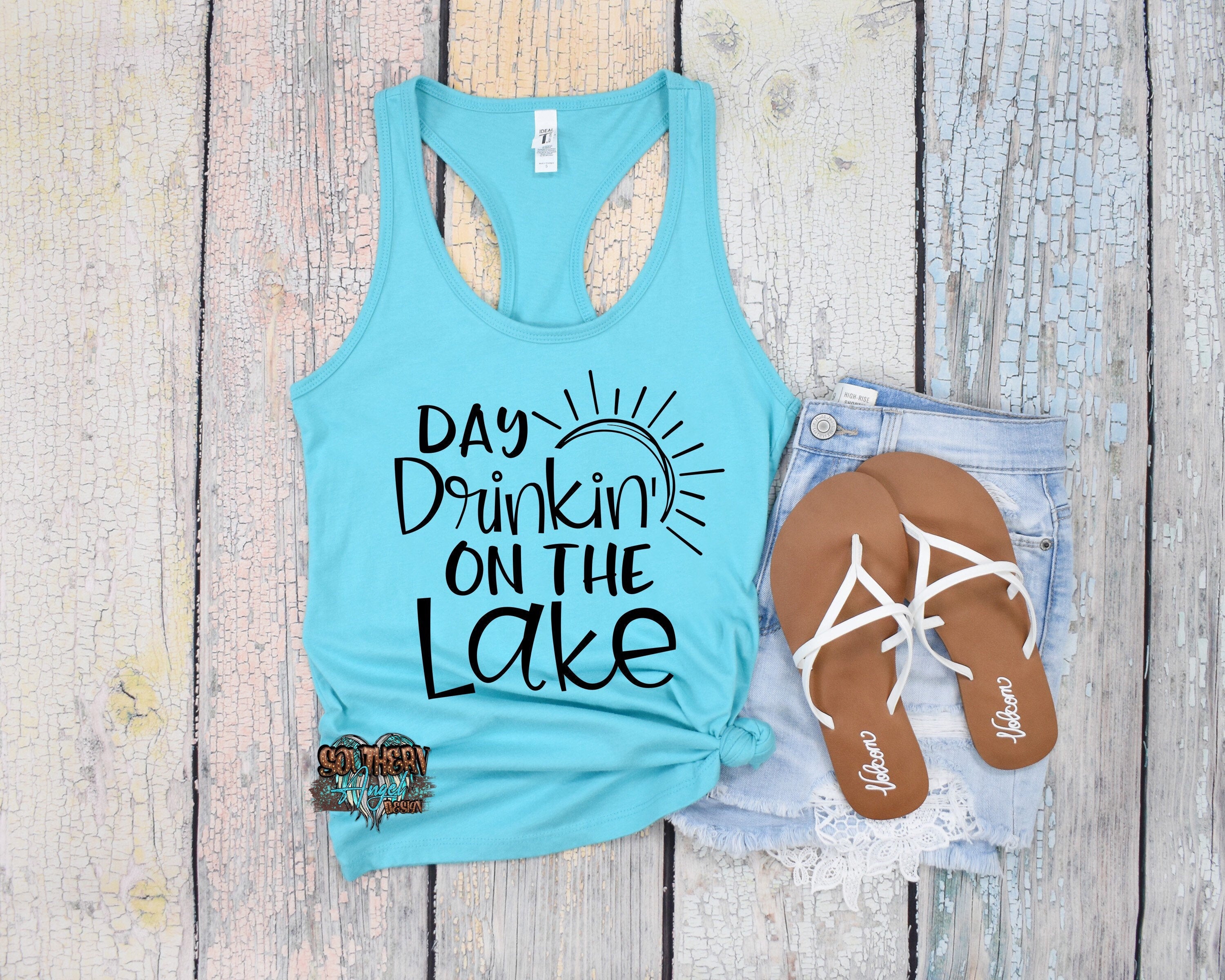 Women's lake tank | Day drinkin’ on the lake tank | Drinking shirt | Summer tank | Fishing tank | Camping shirt