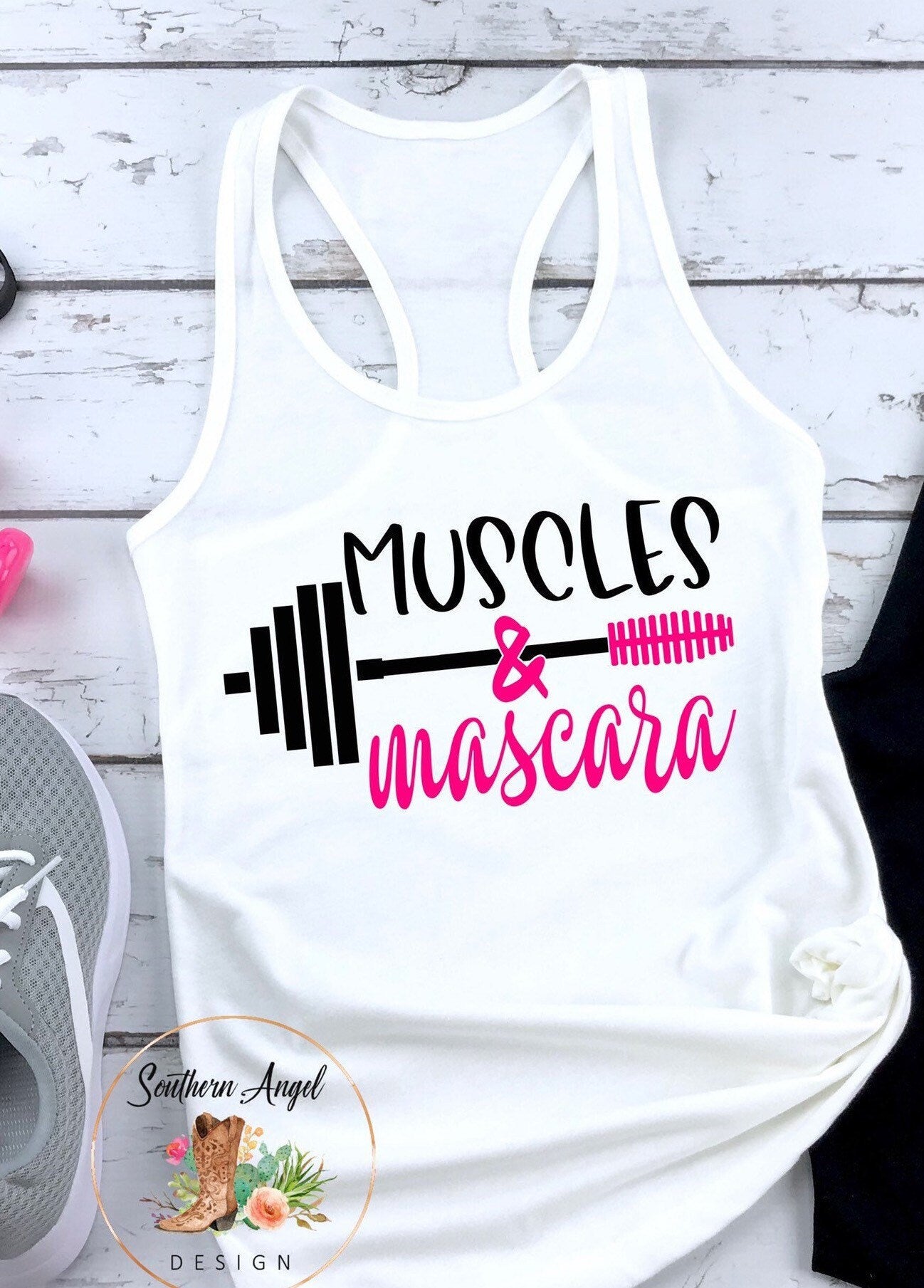 Women’s workout tank | Muscles and Mascara tank | fitness tank | funny workout tank | mom workout tank | gym tank