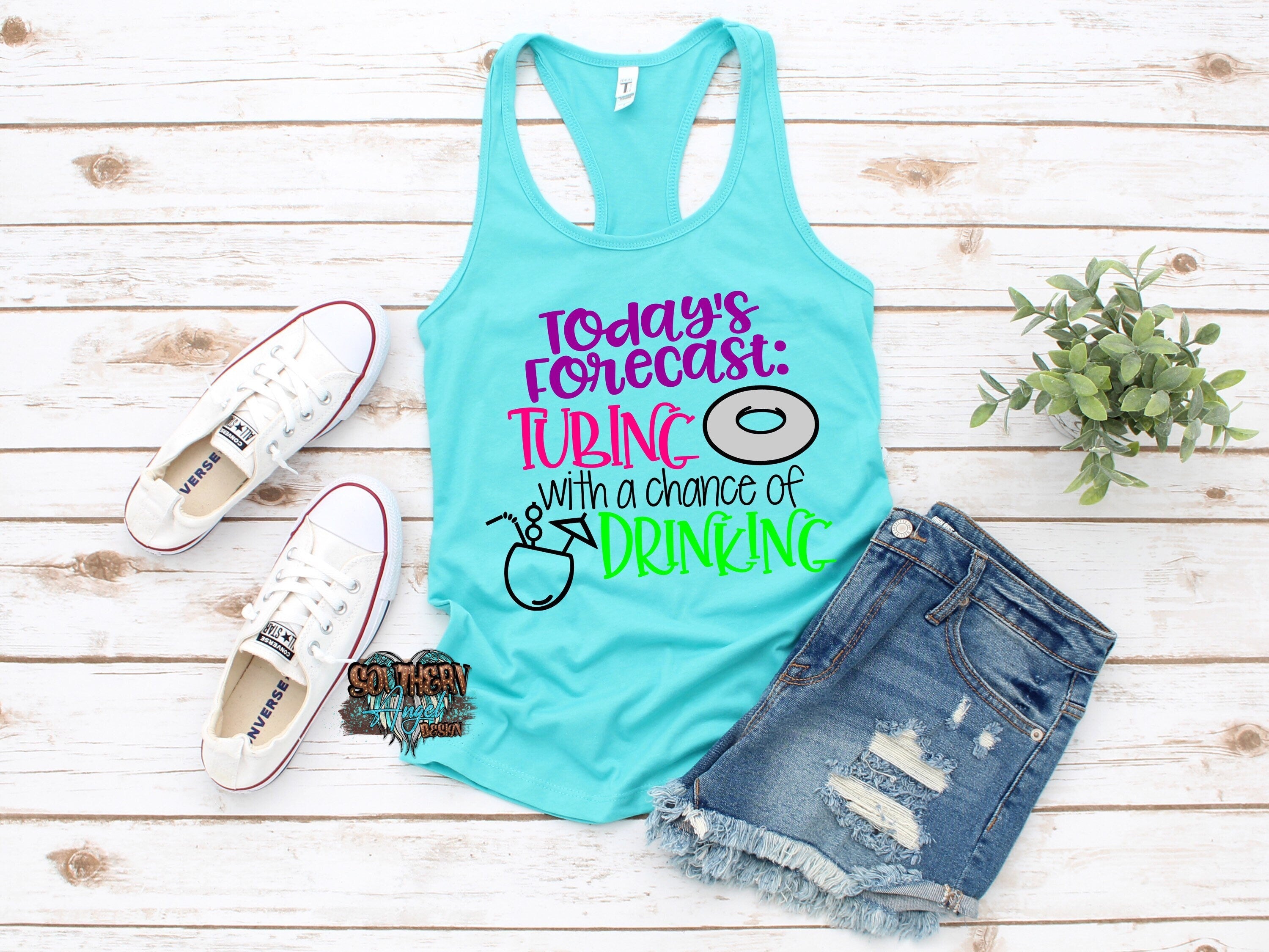 Tubing with a chance of drinking Tank | summer tank | drinking tank | river tank | swimsuit coverup | vacation tank | tubing tank