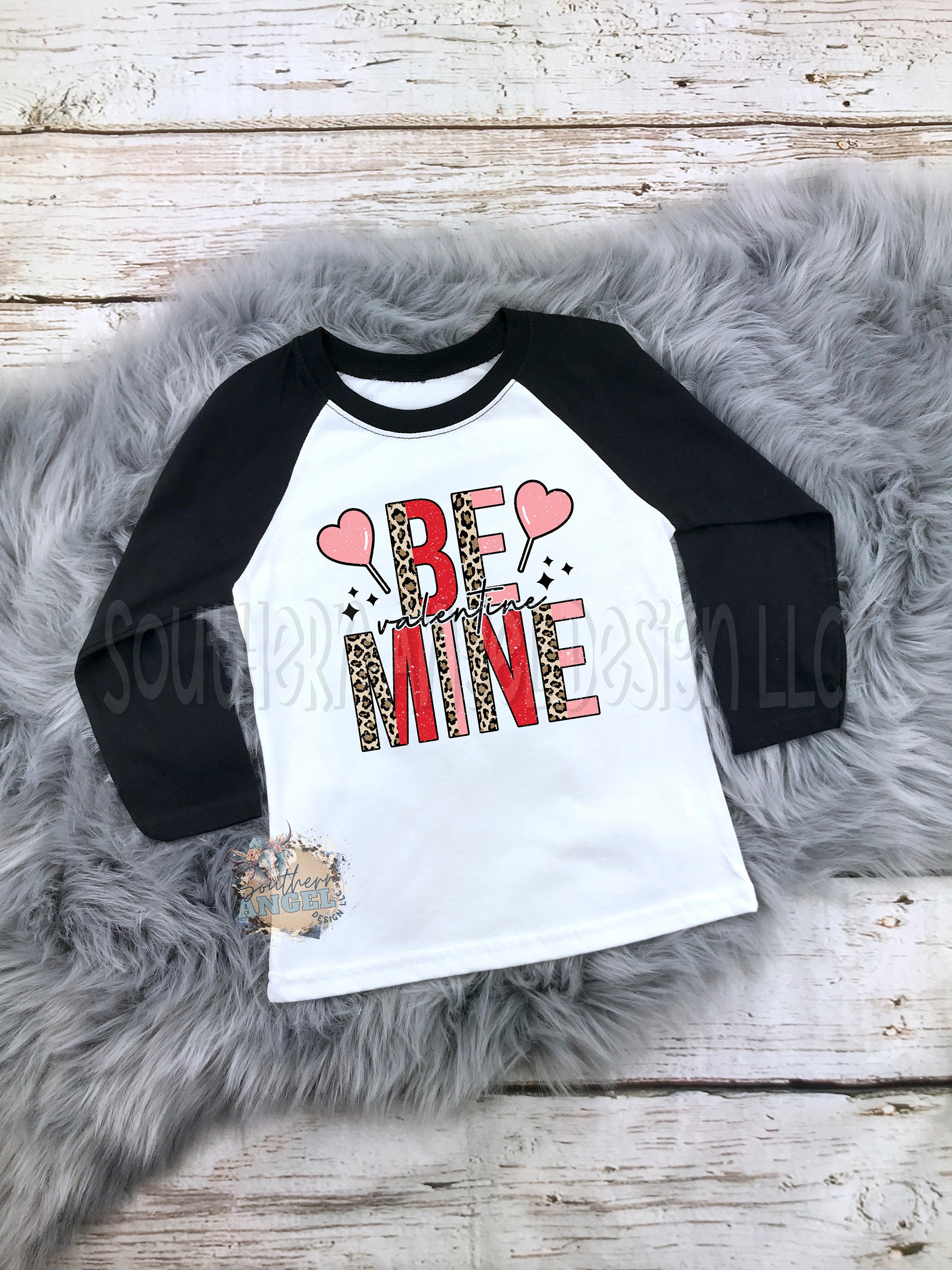 Girl’s Valentine's shirt, Be Mine shirt, Kid's Valentine's Day shirt, toddler Valentines shirt, leopard print valentines shirt, Cupid