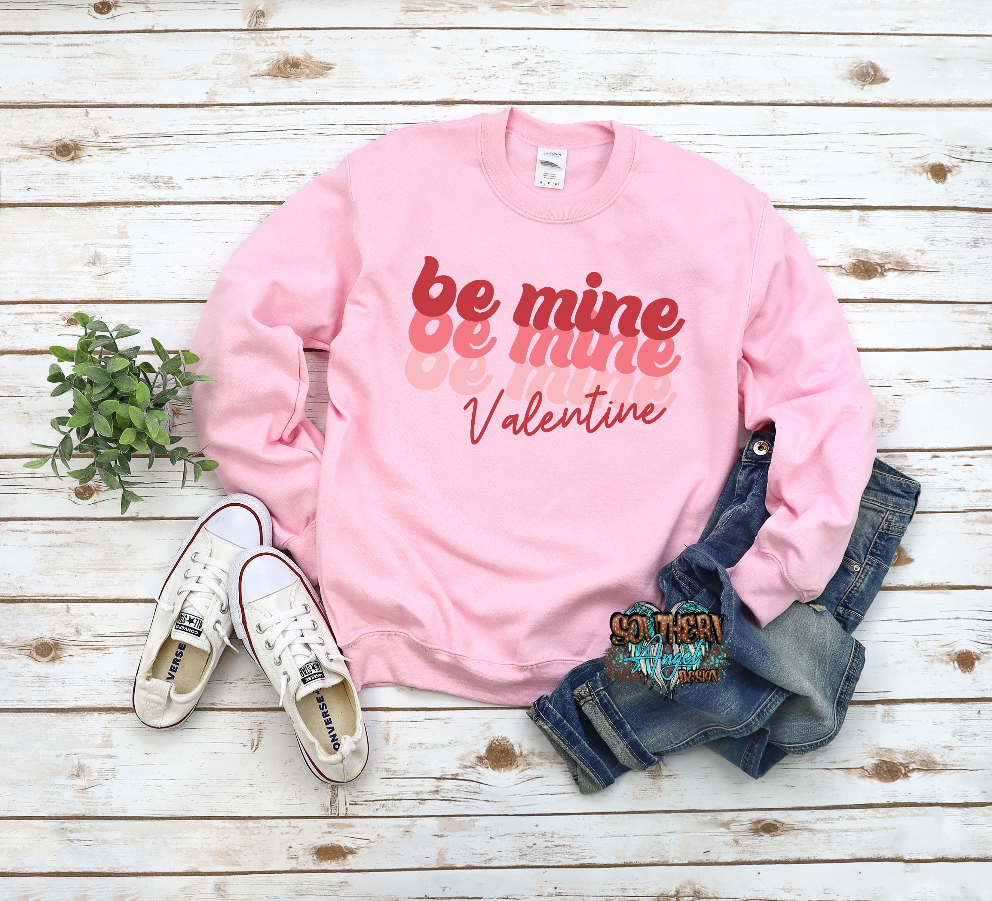 Misty Rose Retro Be Mine Valentine Sweatshirt image_610a75b7-7ab5-432f-b827-481f1b3f6aef.jpg copy-of-retro-love-sweatshirt Adult Valentine’s Day