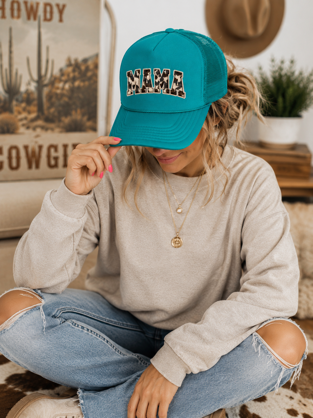 RODEO PEARL MAMA OTTO JADE FOAM FRONT TRUCKER HAT - Southern Angel Design