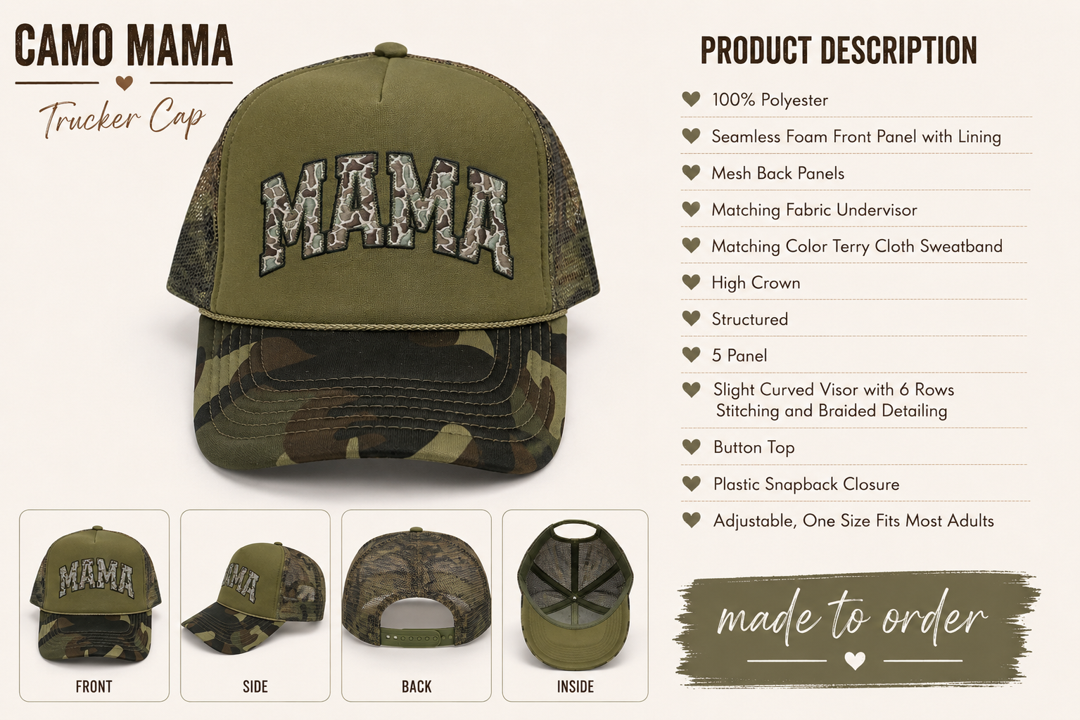 HUNTING SEASON MAMA OTTO FOAM FRONT TRUCKER HAT - Southern Angel Design