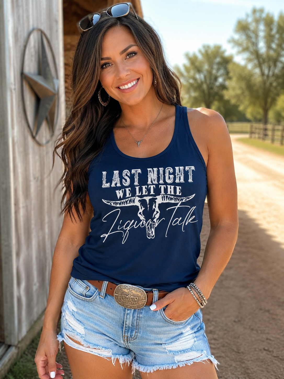 Last night we let the liquor talk Ladies tank - Southern Angel Design