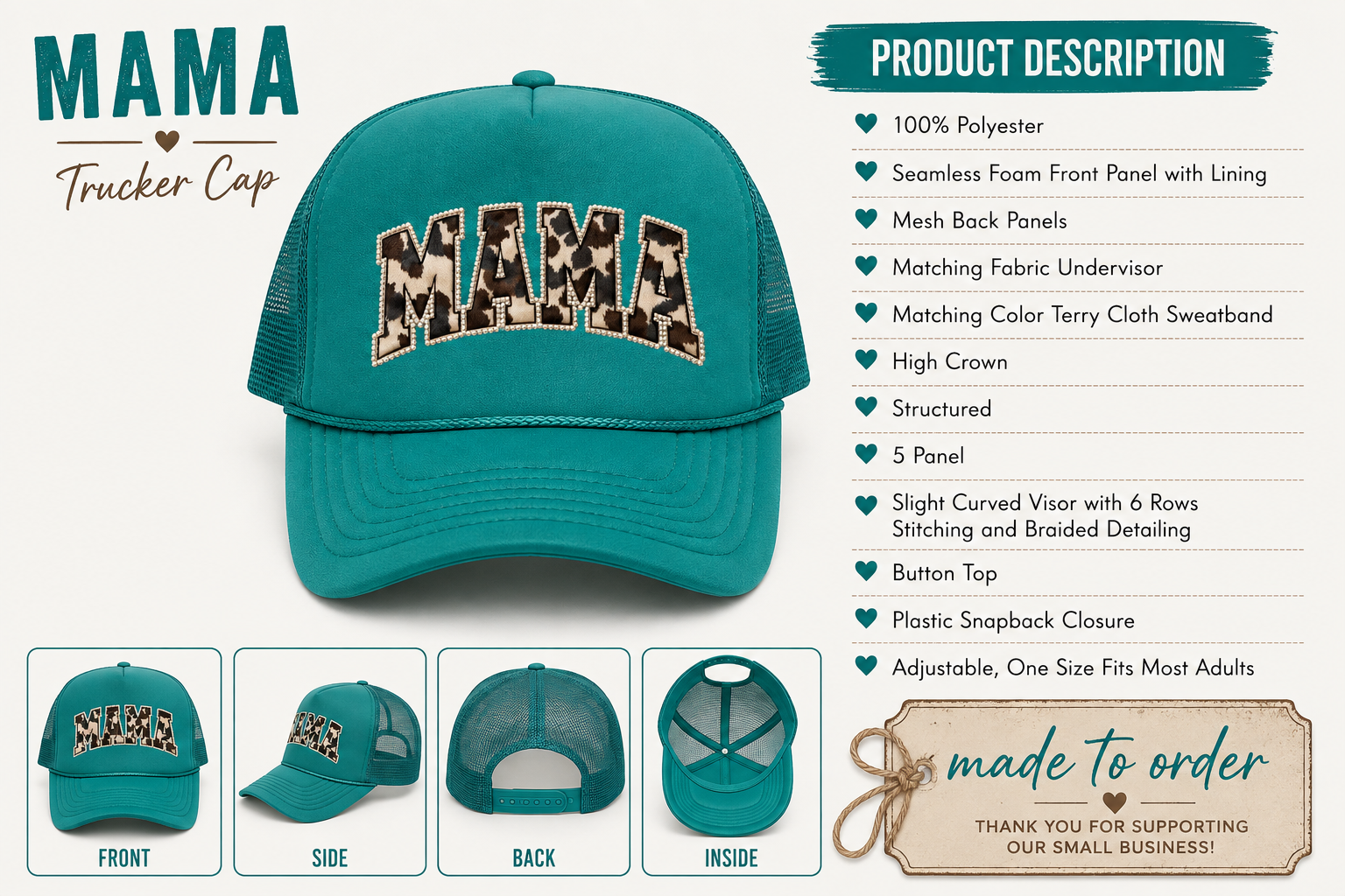 RODEO PEARL MAMA OTTO JADE FOAM FRONT TRUCKER HAT - Southern Angel Design