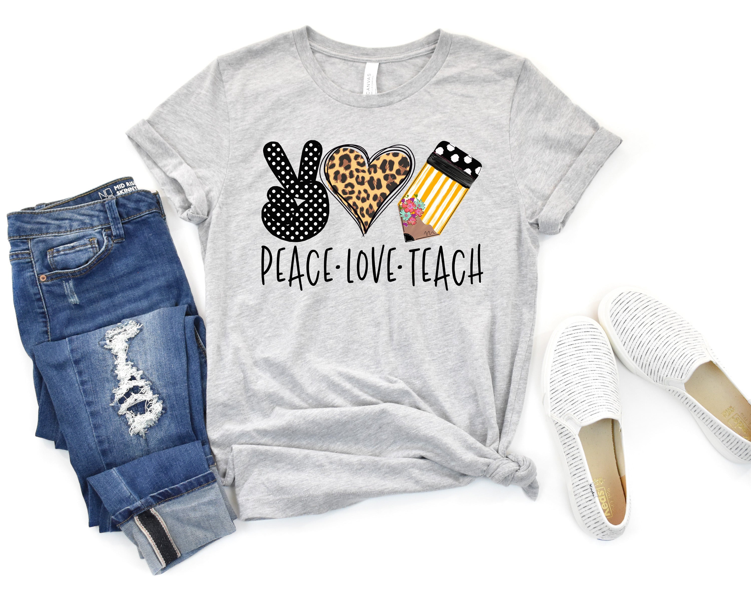 Peace Love Teach shirt Southern Angel Design