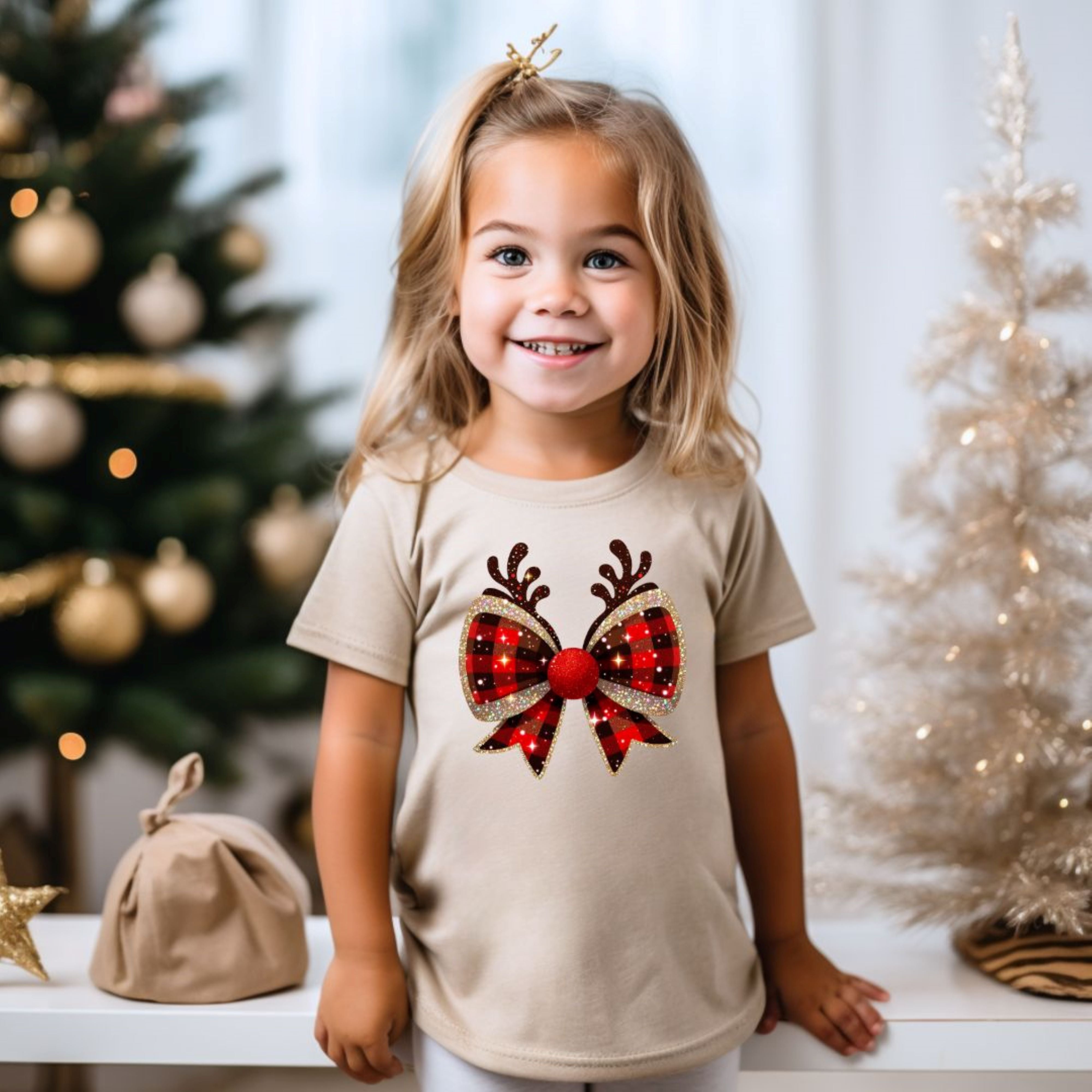 Christmas Reindeer Bow shirt - Southern Angel Design