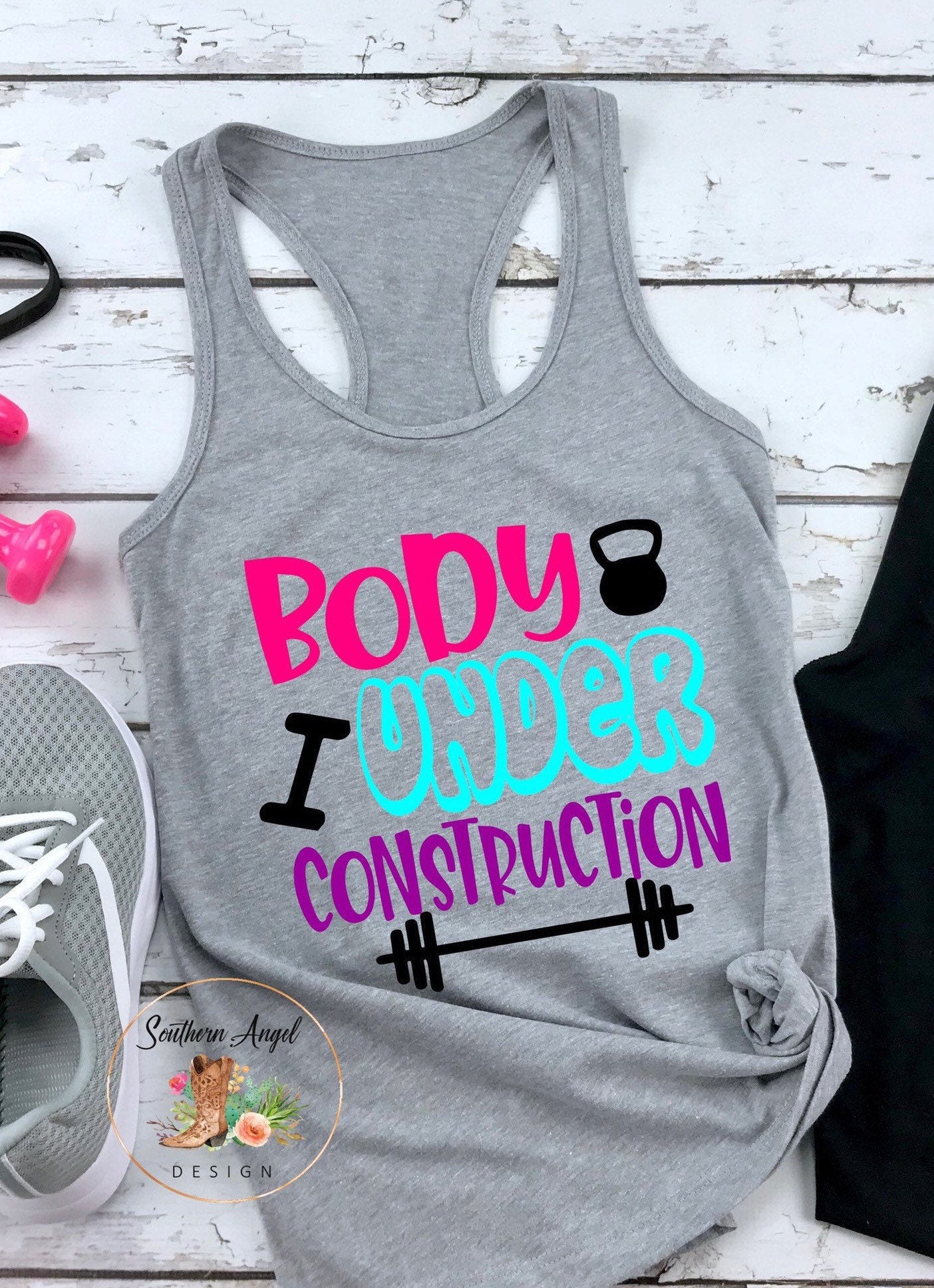 Body Under Construction tank | womens workout tank | fitness tank | funny workout tank | mom workout tank | gym tank