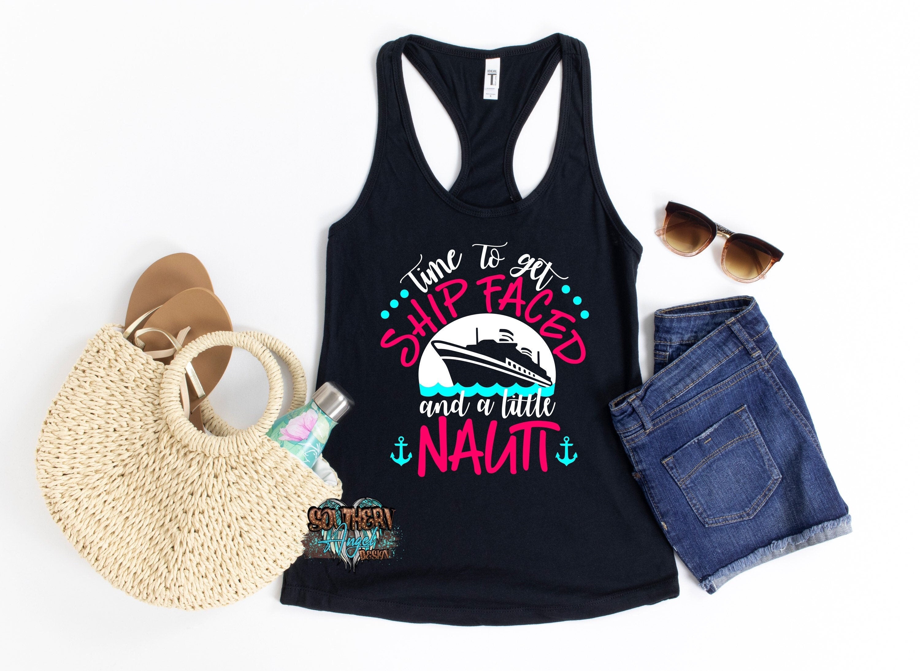 Time To Get Ship Faced And A Little Nauti tank | Summer tank | Cruise tank top | Vacation tank | Swimsuit coverup | Bachelorette shirt