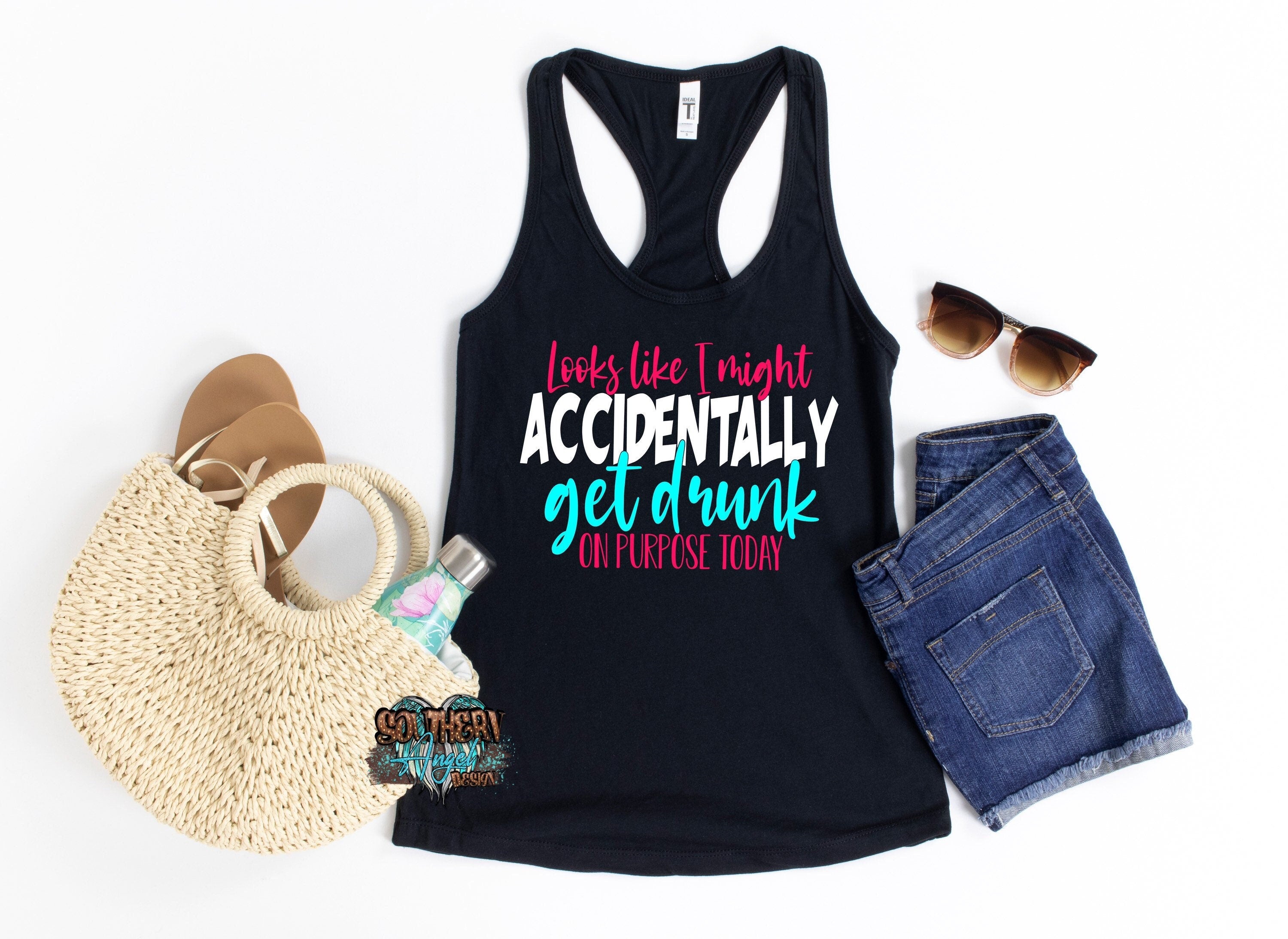 Looks like I might accidentally get drunk on purpose today | Day drinkin’ tank | Besties tank | Girls trip | Group shirt | Party tank