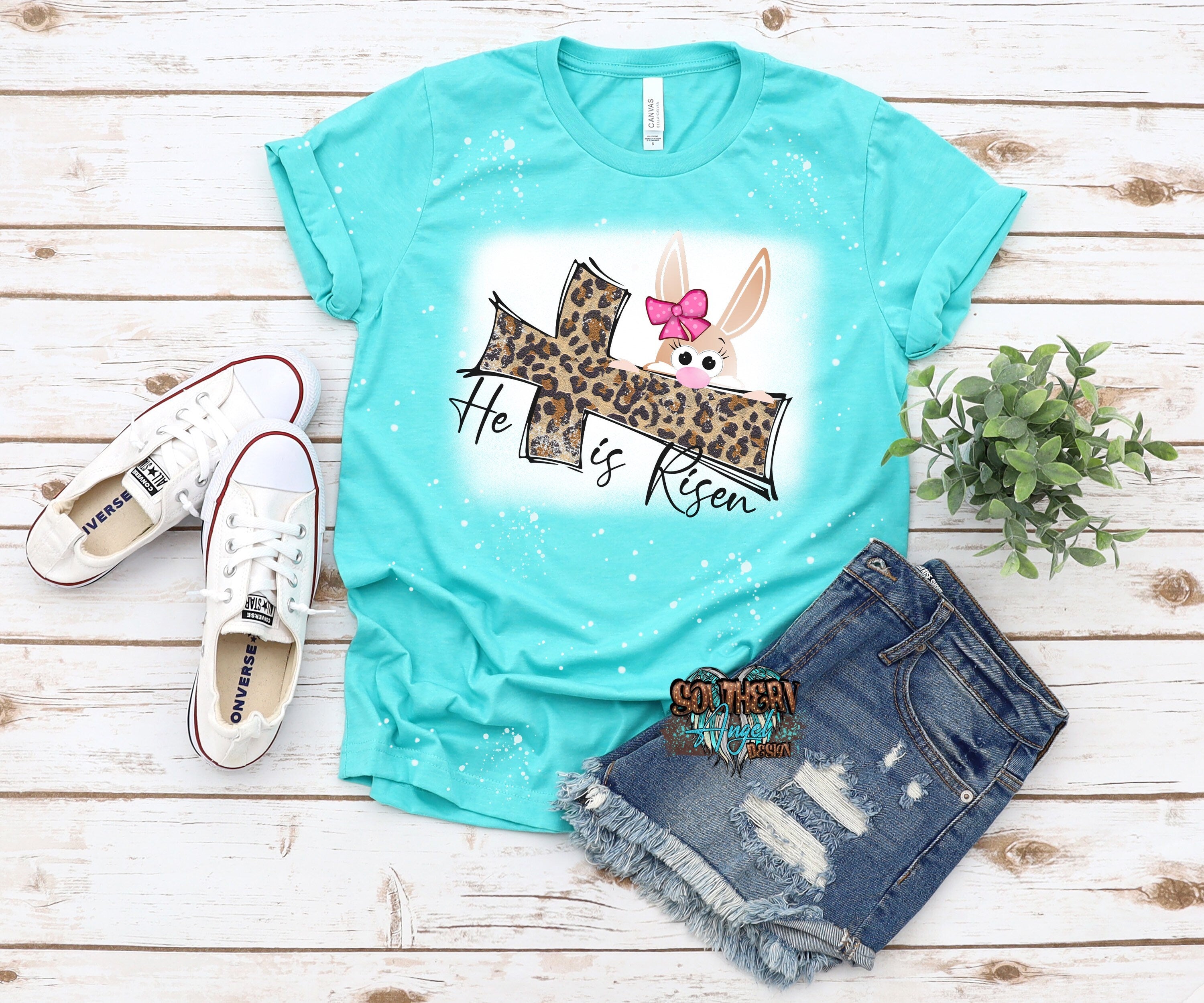 Bleached He Is Resin shirt, Women’s Easter shirt, Easter TShirt, Ladies bleached TShirt, Easter Sunday, Bunny shirt, Happy Easter