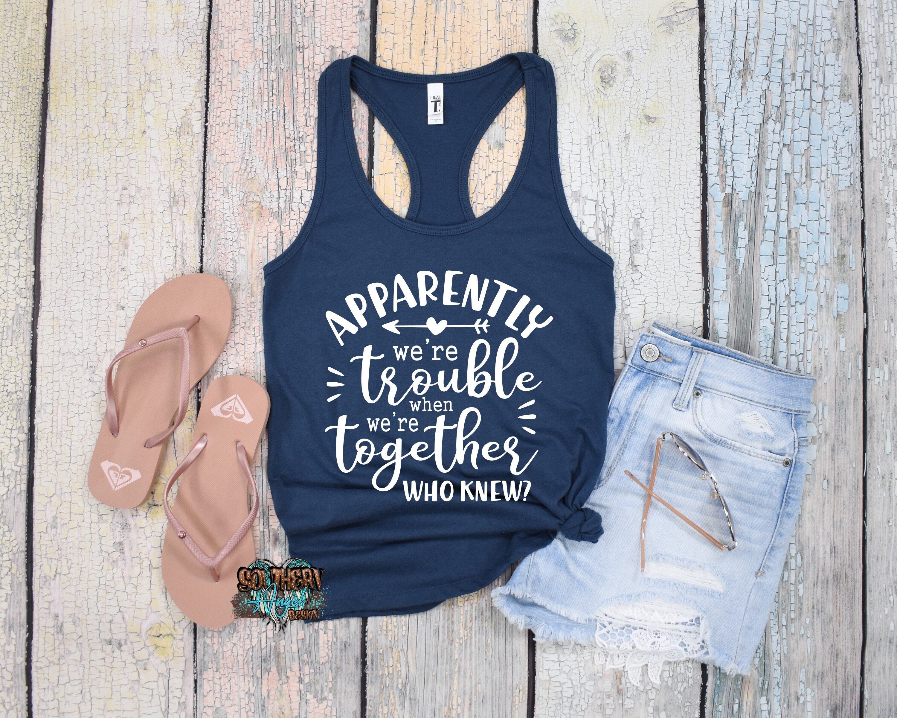 Trouble When We’re Together tank, Vacation tank, Girls trip shirt, bachelorette tank, summer tank top, Cruise shirt, Swimsuit coverup