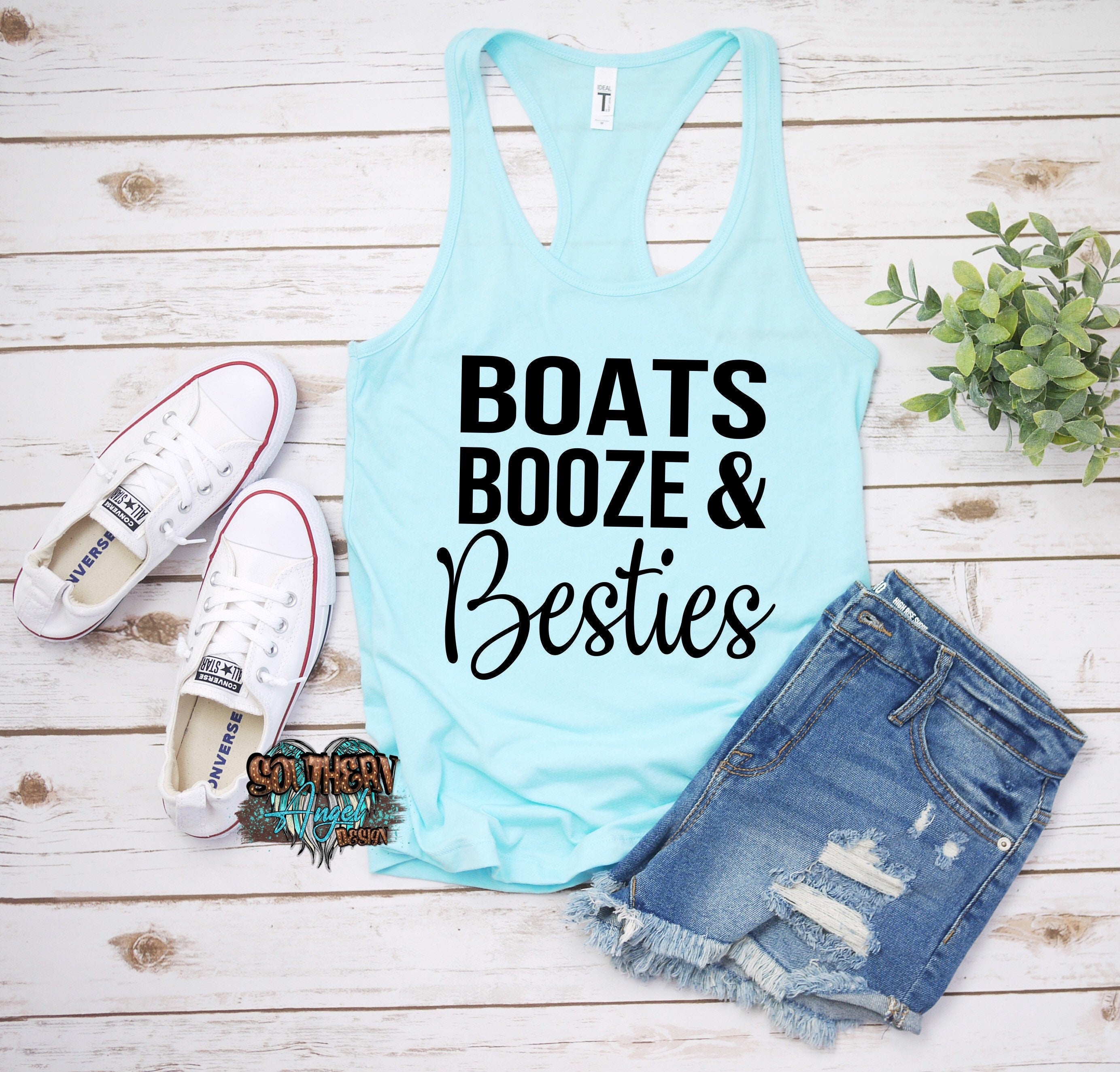 Boats Booze And Besties tank | Summer tank | Boating tank | Vacation shirt | Drinking thank | Swimsuit coverup | River tank | Party tank