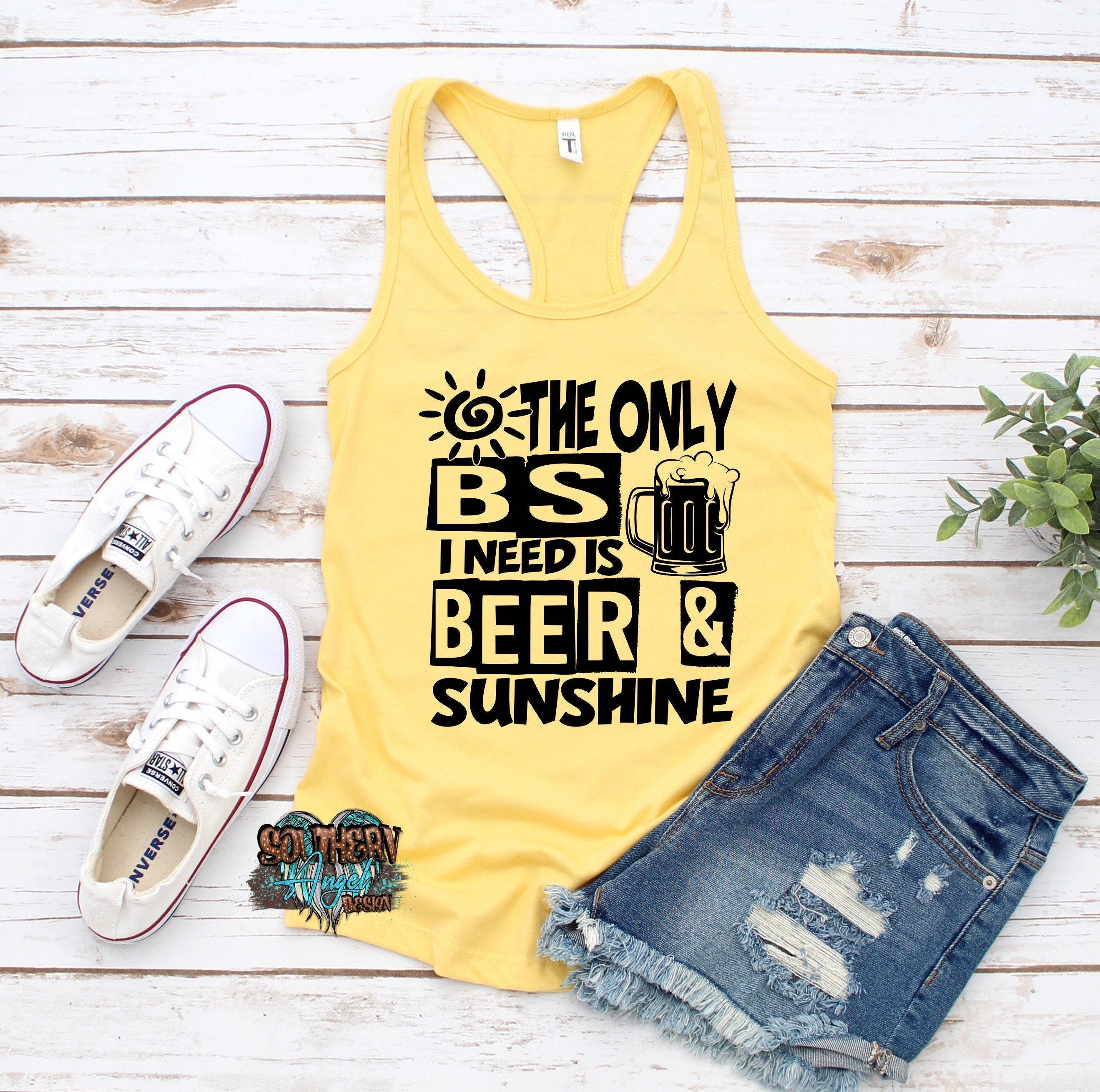 The only BS I need beer and sunshine tank | Country music shirt | Country Thunder | Country concert shirt | Country music festival | Rodeo