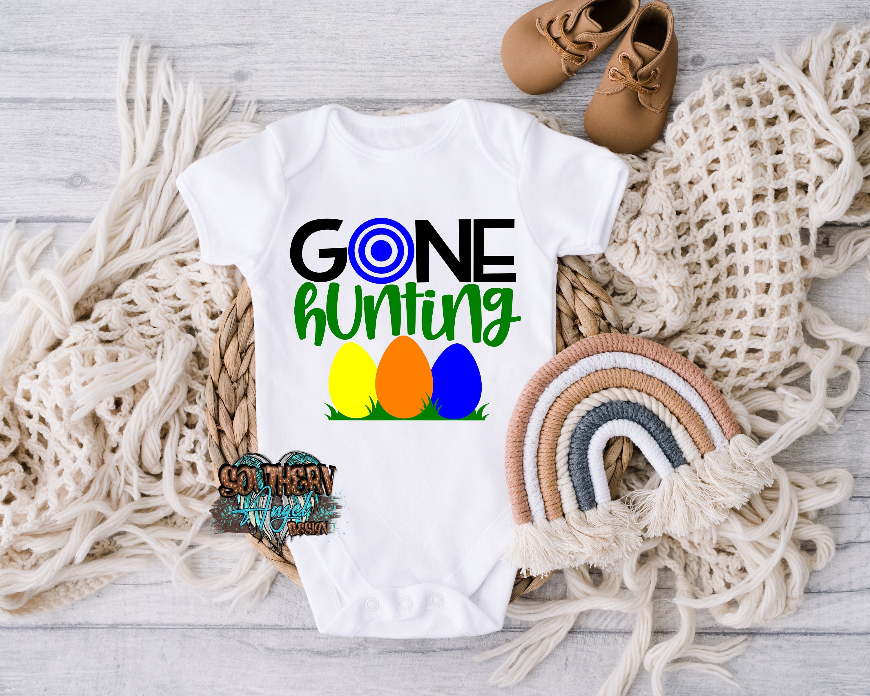 Boy's Easter shirt, Gone Hunting shirt, Toddler Easter shirt, Kids Easter shirt, Easter Bunny shirt, Girls Easter shirt, Baby Easter outfit