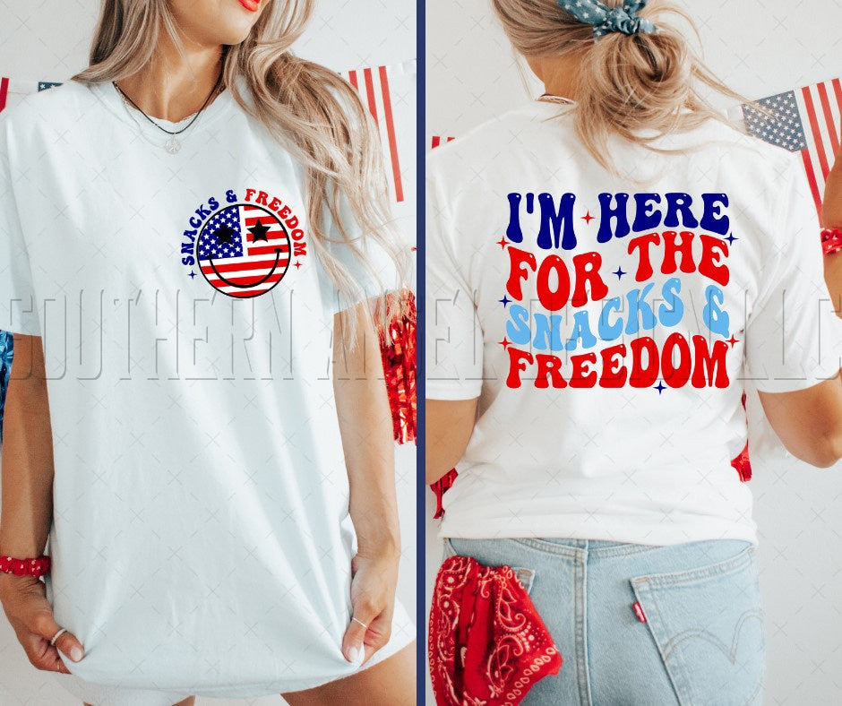 Patriotic t-shirt, Snacks And Freedom Tshirt, USA, American Mama, Fourth Of July Tshirt, Marica’,