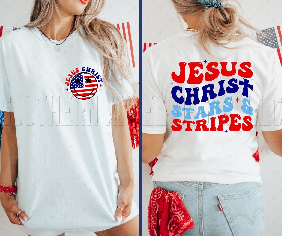 Patriotic t-shirt, Jesus Christ Stars & Stripes Tshirt, USA, American Mama, Fourth Of July Tshirt, Marica’,