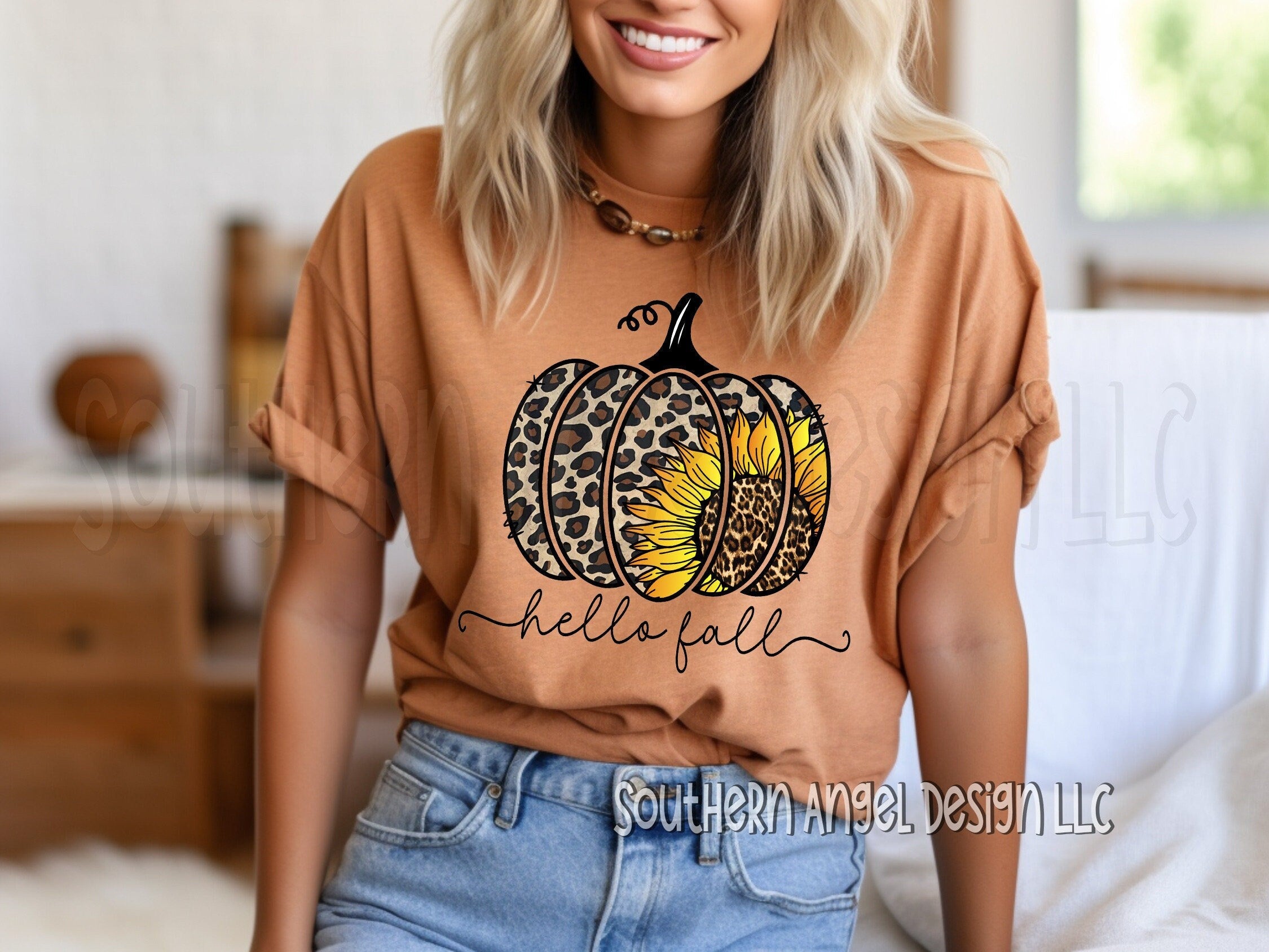 Leopard Print Hello Fall t-shirt