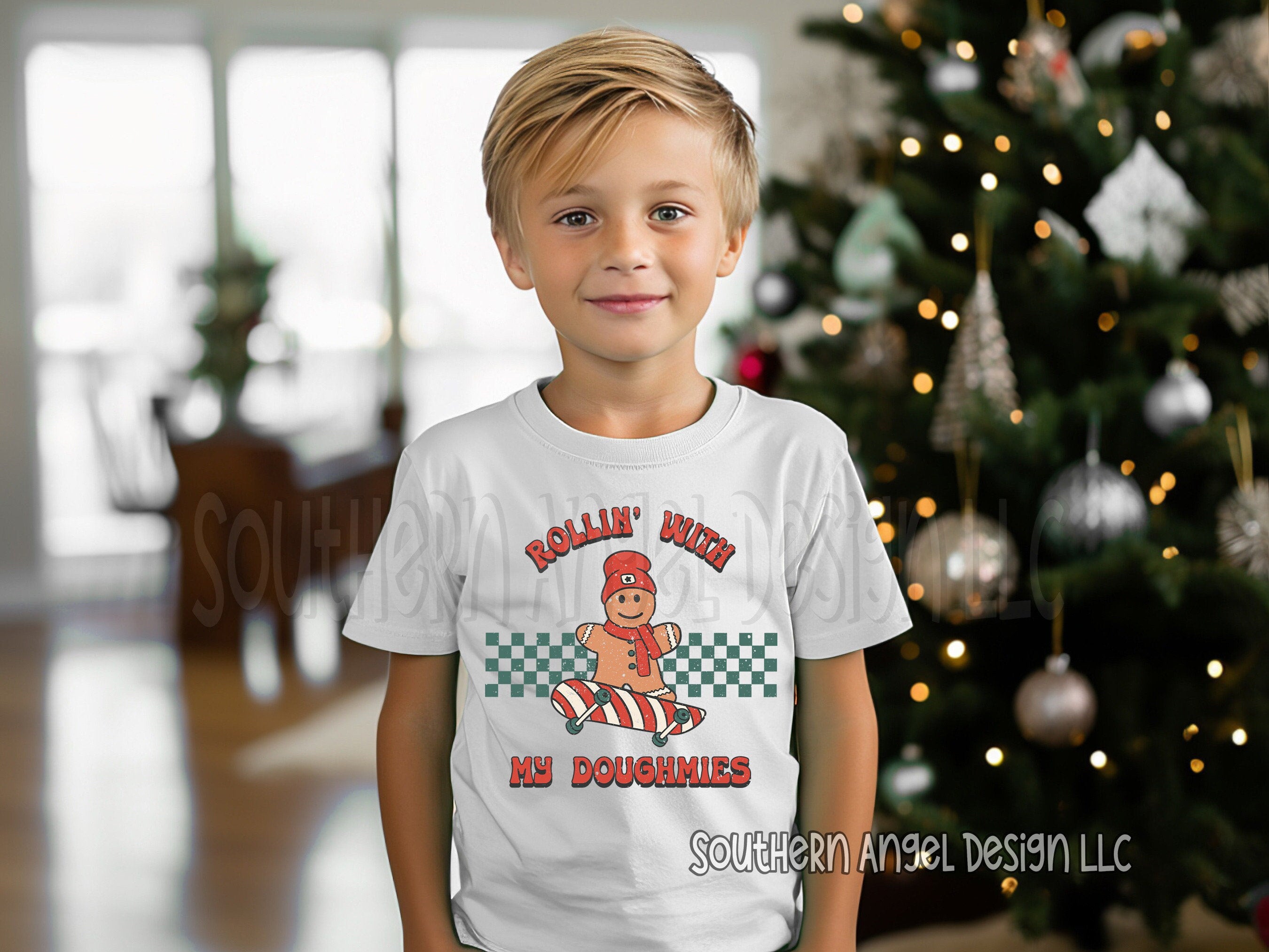 Rollin’ With My Doughmies shirt, Boy’s Christmas shirt, Retro Christmas shirt, Toddler Christmas shirt, Personalized Christmas shirt