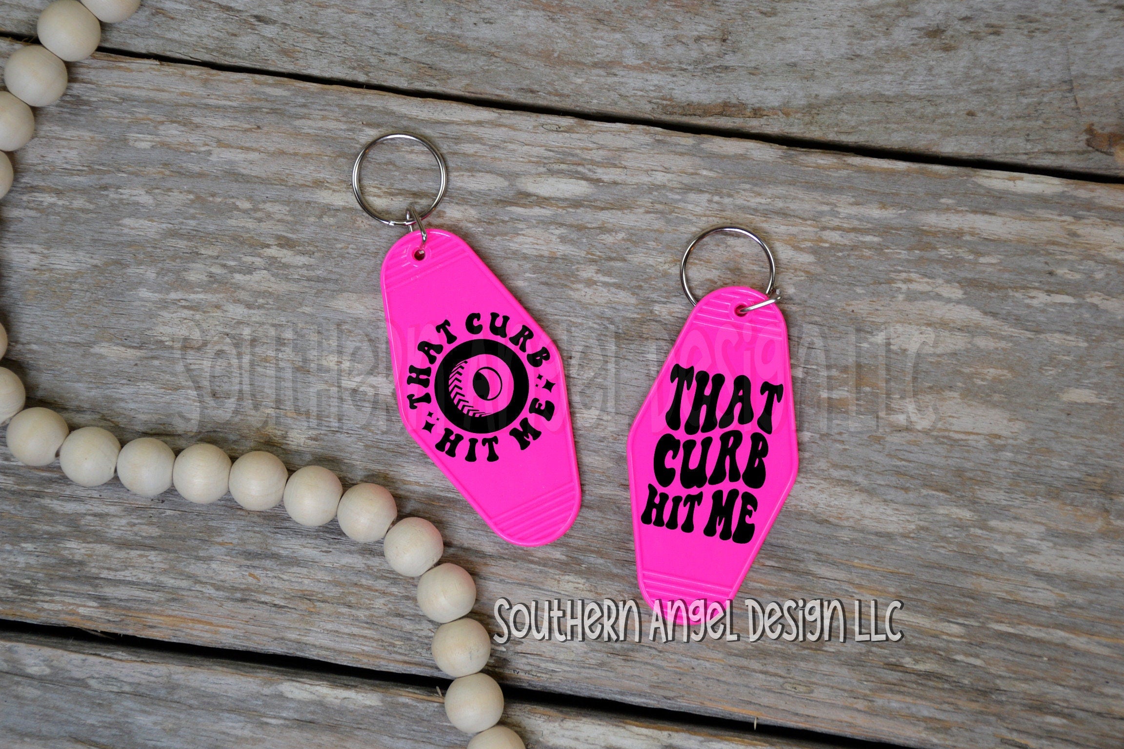 That Curb Hit Me Vintage Motel Keychain Trendy Key Tag Homemade Funny Gifts for Her Pink Car Accessories