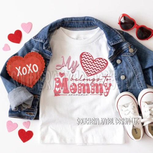 Mommy is my Valentine's Toddler Shirt, Kids Valentine shirt, Cute Heart Shirt, girls valentines day shirt, personalized name valentine's tee
