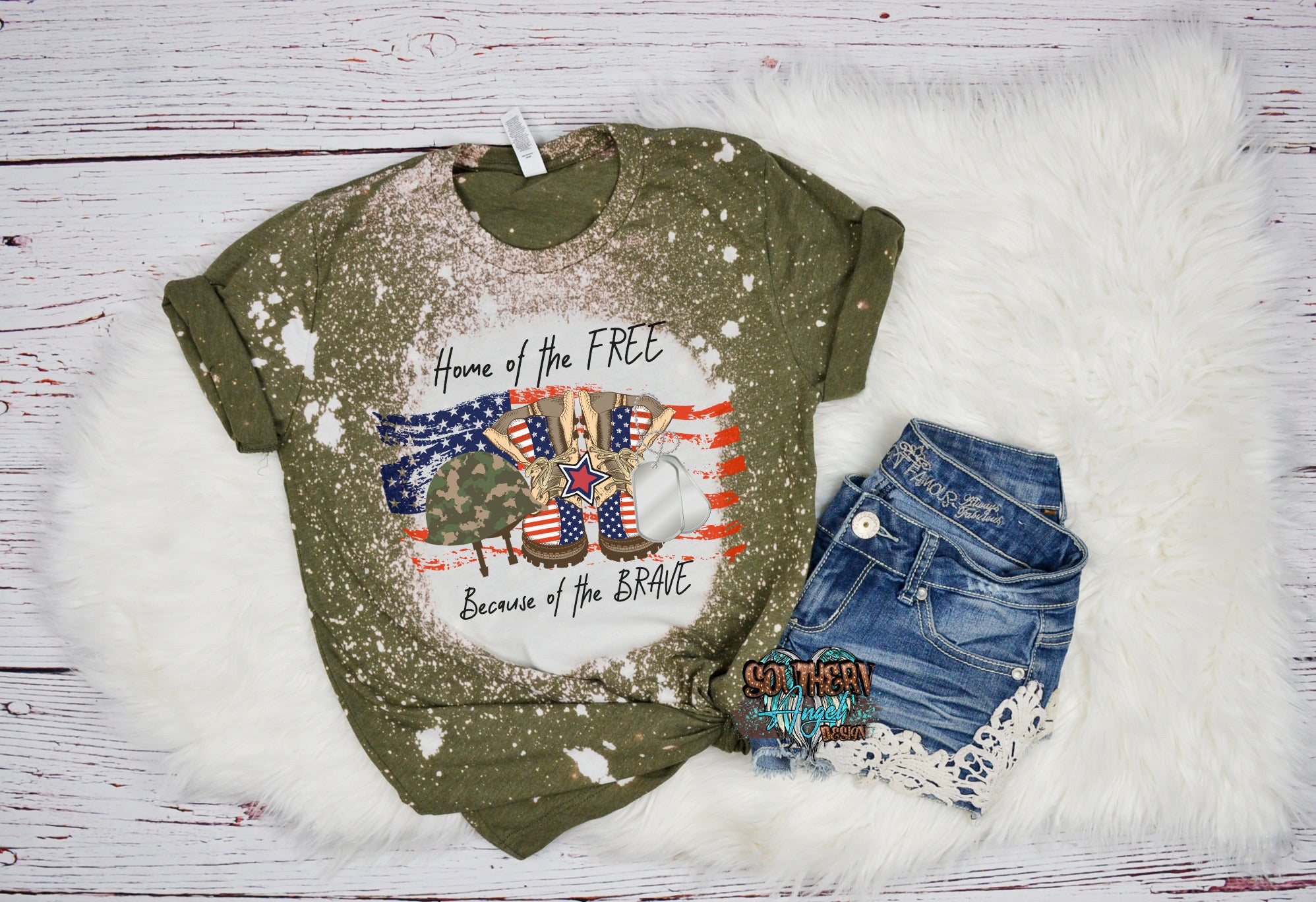 Light Gray Home Of The Free Because Of The Brave bleached t-shirt image_61099dcb-0a7e-403d-ba82-20f5eac8a90c.jpg copy-of-military-mom-bleached-t-shirt Adult Patriotic