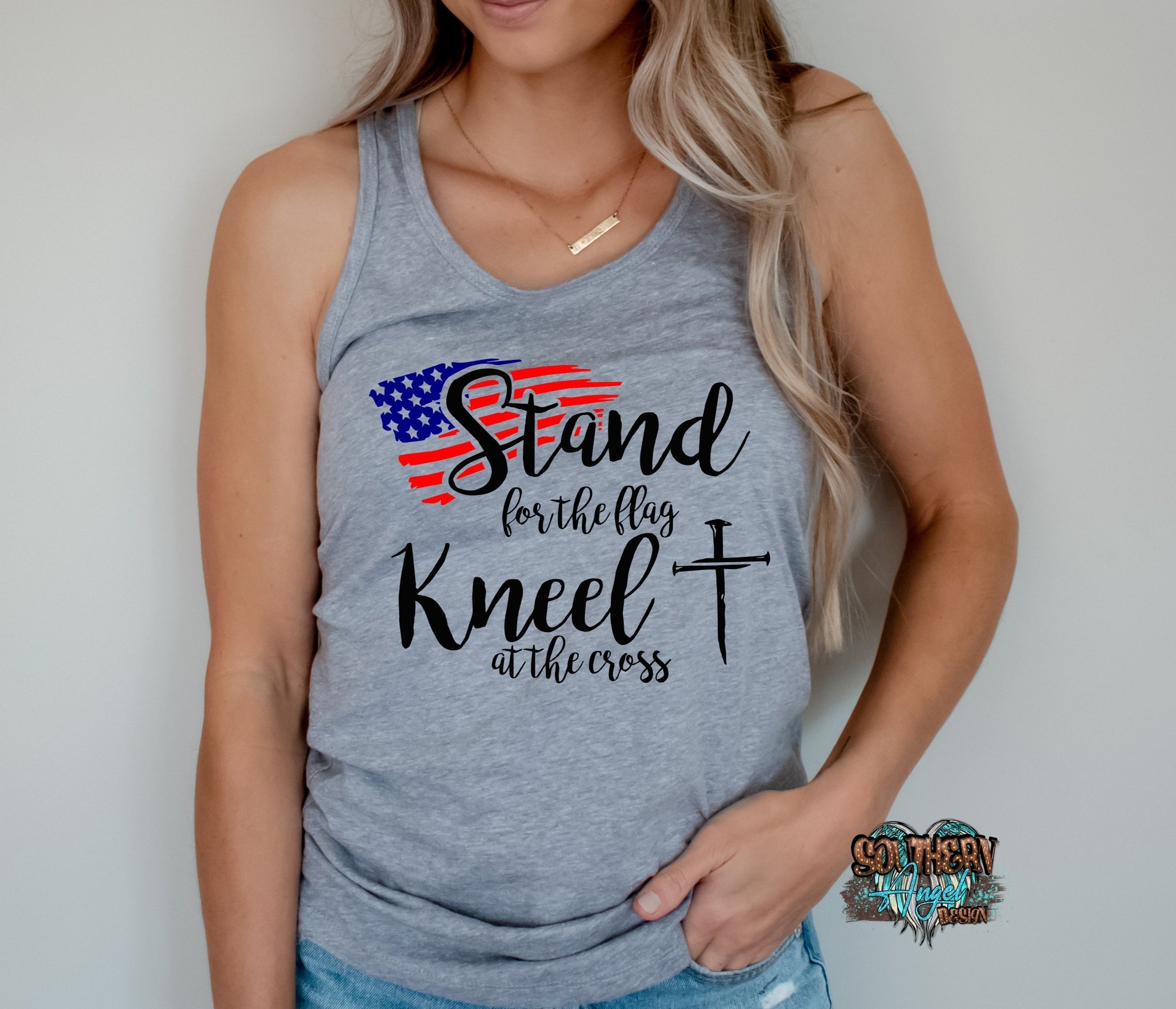 Dark Gray Stand for the Flag Kneel at the Cross image_621ff427-f1da-422d-97c3-29004ef8cdda.jpg stand-for-the-flag-kneel-at-the-cross-1 Adult Patriotic