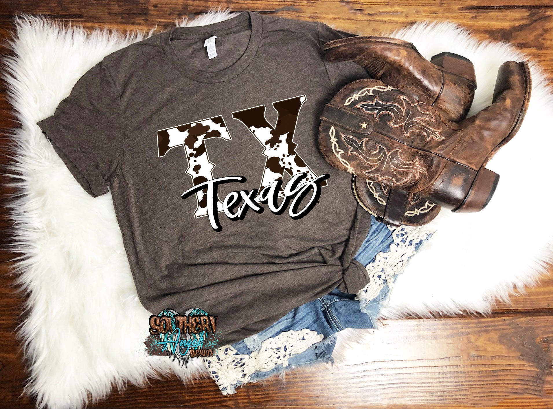 Dim Gray Cowhide Texas t-shirt image_bb219cfe-b3a8-468e-b785-f0bacf7bf33e.jpg cowhide-texas-t-shirt Adult Farm & Ranch