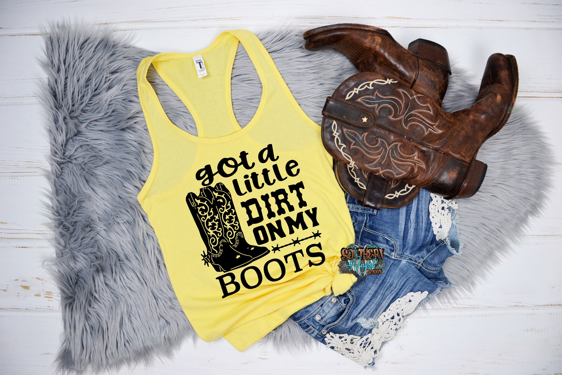 Gray Got A Little Dirt On My Boots Tank image_d27b946b-c790-40f7-9085-22646da11890.jpg got-a-little-dirt-on-my-boots-tank-country-music-tank-womens-rodeo-tank-concert-t-shirt-country-music-festival-country-girl-tank-1 Concert & Rodeo